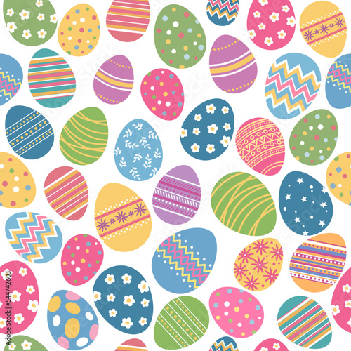 Seamless easter pattern with colorful eggs