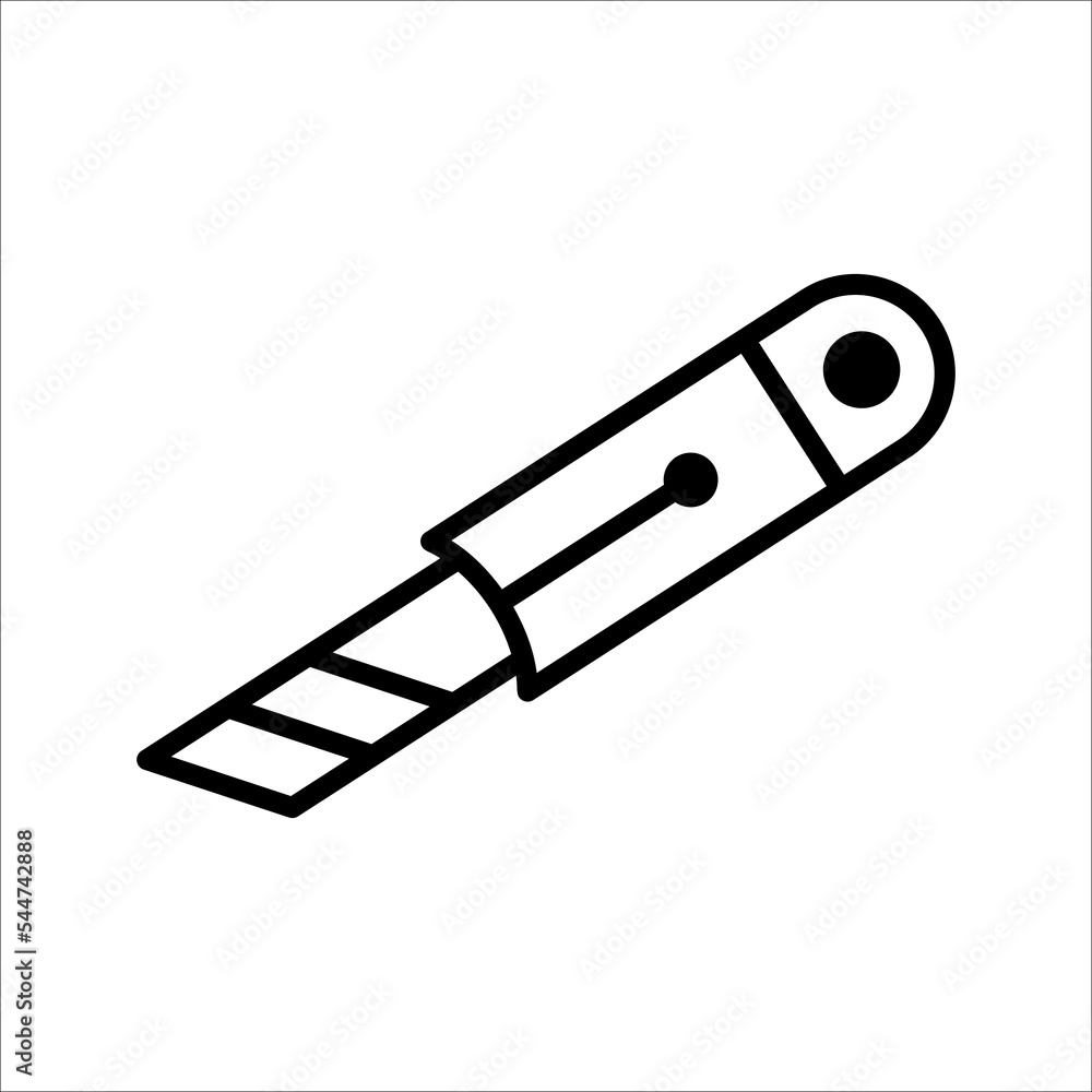 Cutter Knife Icon Vector Illustration, on white background. Cutter Knife Icon Vector Illustration, on white background.