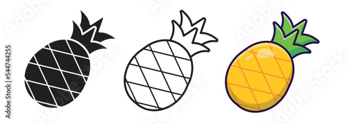 Pineapple fruit. Flat colors style simple icon design