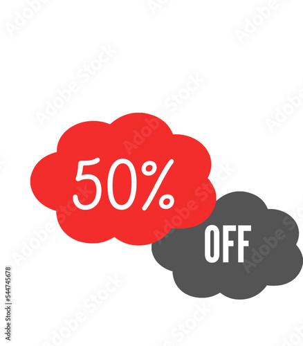 50% off red vector fifty percent marketing advertising discount