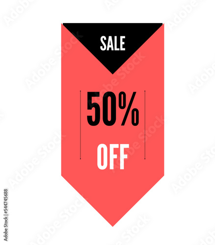 50% off red vector fifty percent marketing advertising discount