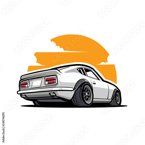Premium Classic Japanese Sport Car Vector Illustration. Best for JDM Enthusiast Tshirt and Sticker Design Concept