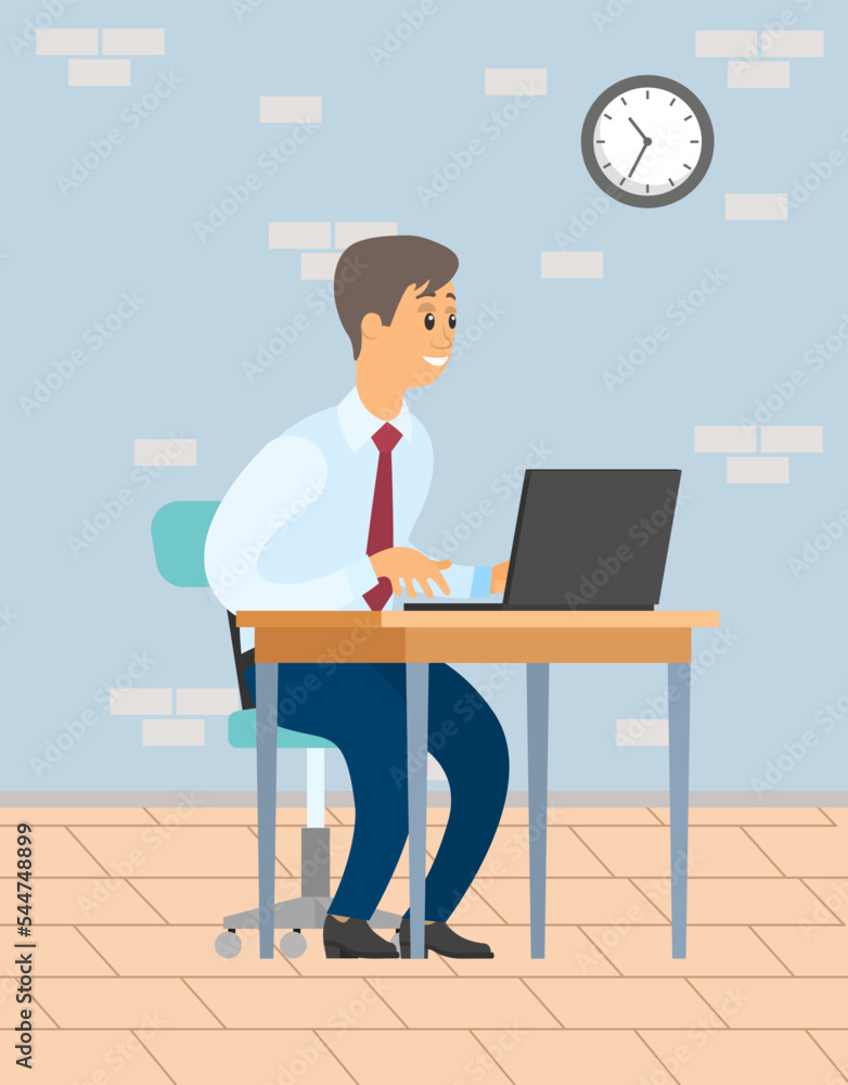Office staff, manager work and communication. Office worker at the table. Business employees on their workspace. Co-worker. Businessman or a clerk working at his office workplace flat style Office staff, manager work and communication. Office worker at the table. Business employees on their workspace. Co-worker. Businessman or a clerk working at his office workplace flat style