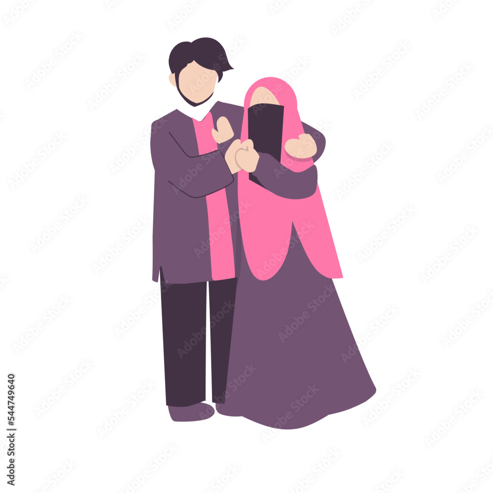 Romantic Muslim Couple Illustration Romantic Muslim Couple Illustration
