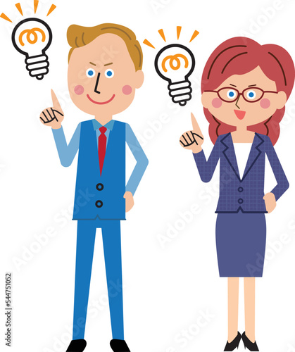 Wallpaper Mural ポップな外国人講師　仕事　全身男女 　ひらめく Torontodigital.ca