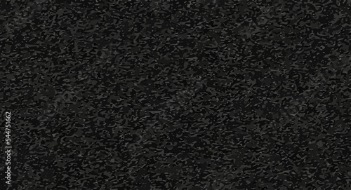Black asphalt realistic texture. Bitumen granular detailed background. Dark concrete pattern. Tarmac 3d vector surface. Road clear banner. Floor empty shape. Rough gray wall backdrop