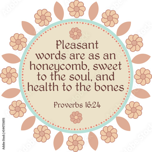 Decorative flower round frame with Proverbs text inside