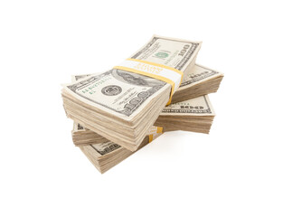 Transparent PNG stacks of one hundred dollar bills.