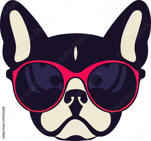 illustration graphic of French bulldog wearing sunglasses isolated good for logo, icon, mascot, print or customize your design