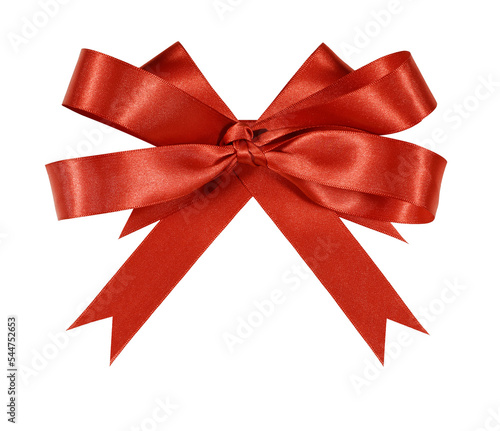 Red gift bow or rosette award ribbon isolated transparent background photo PNG file
