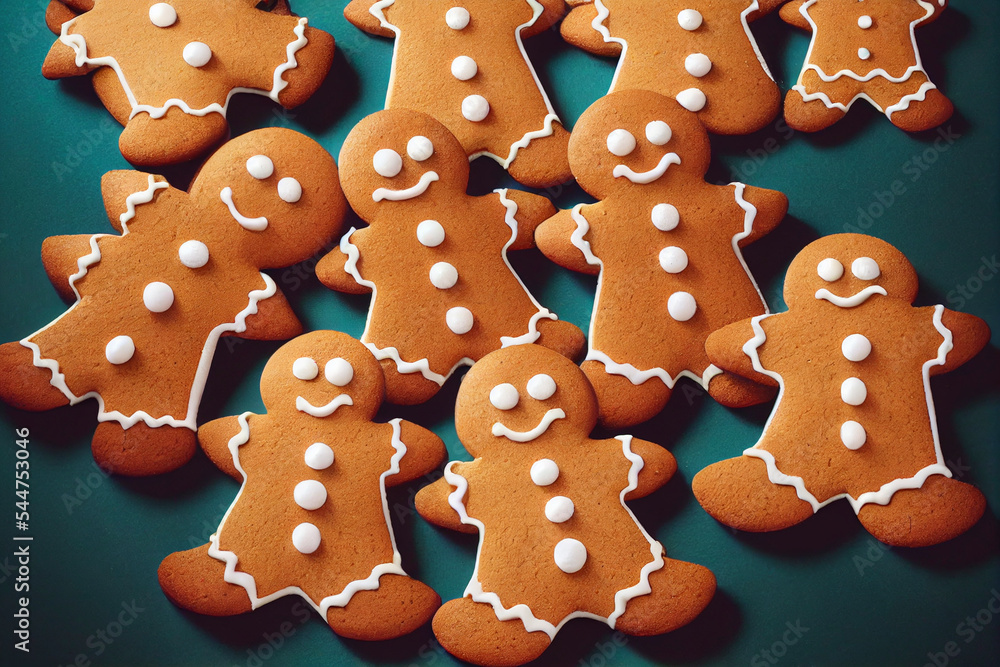 Christmas homemade gingerbread cookies on table