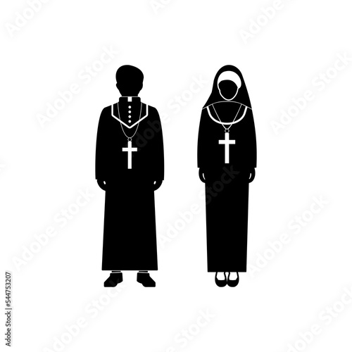 priest and nun icon, priest and nun vector sign symbol