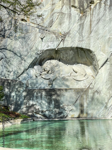 The Lying Stone Lion Monument in Lucerne, Switzerland.