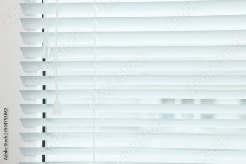 Closeup view of stylish horizontal window blinds