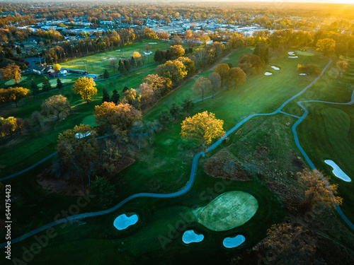 Aerial Drone Sunset in Kenilworth New Jersey photo