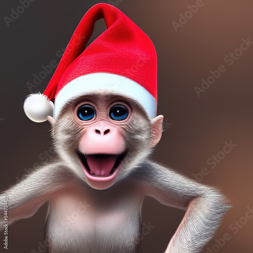 Funny Christmas baby monkey