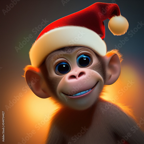 Funny Christmas baby monkey