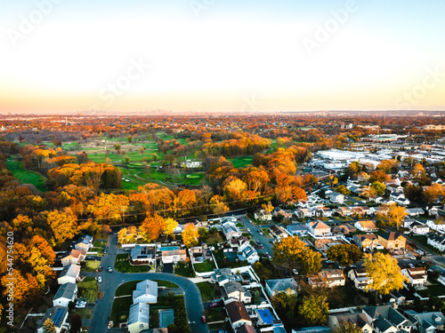 Aerial Drone Sunset in Kenilworth New Jersey photo