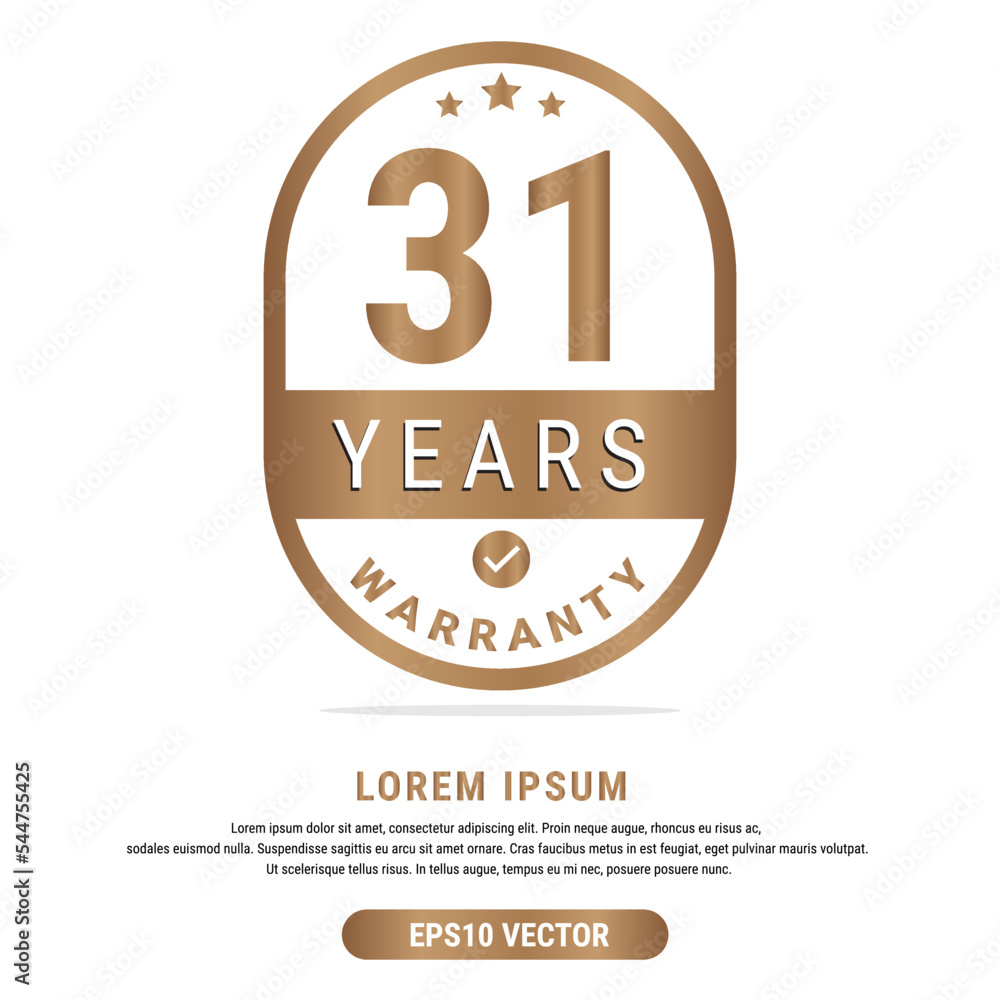 31 Year warranty vector art illustration in gold color with fantastic font and white background. Eps10 Vector 31 Year warranty vector art illustration in gold color with fantastic font and white background. Eps10 Vector