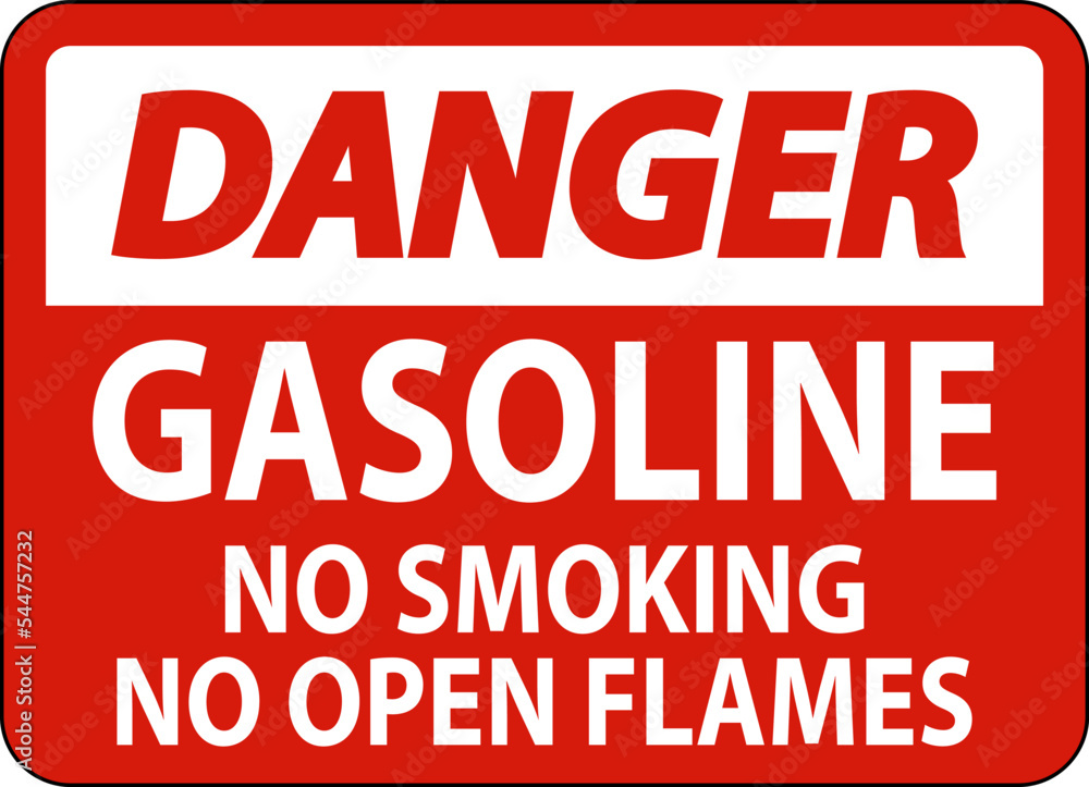 Danger Sign Gasoline ,No Smoking, No Open Flames Danger Sign Gasoline ,No Smoking, No Open Flames