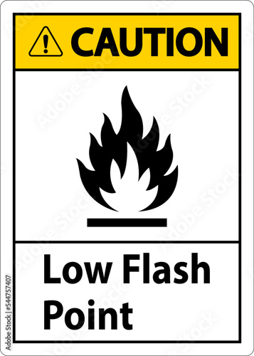 Caution Low Flash Sign On White Background