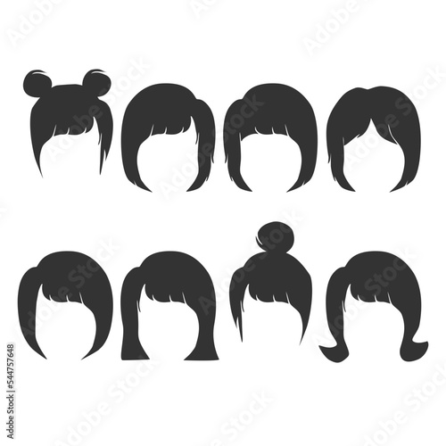 A set of hair styles isolated on white background. For character or avatar design, barber, logo and etc.