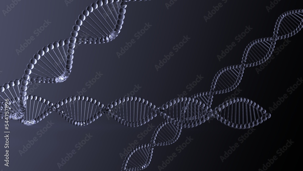 Science Molecular Clear DNA Model Structure under blue-white flash lighting background. 3D illustration. 3D CG. 3D high quality rendering. Science Molecular Clear DNA Model Structure under blue-white flash lighting background. 3D illustration. 3D CG. 3D high quality rendering.