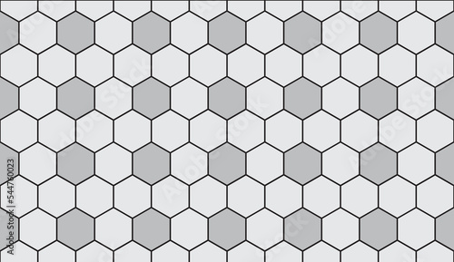 Seamless pattern of soccer football, with colorful hexagons, fully editable  vector illustration.

