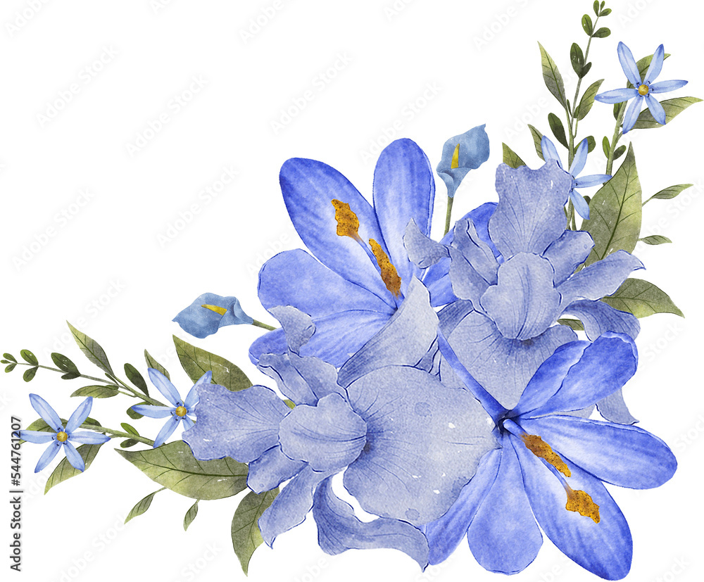 Fototapeta premium Blue Watercolor Flower