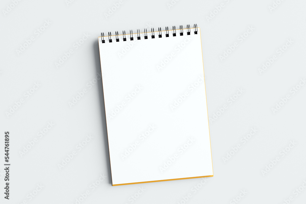 Realistic notebook or notepad with binder for mockup isolated on white background. Memo note pad or diary paper page templates. 3d rendering - obrazy, fototapety, plakaty 