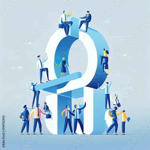 Creative design. Office workers, well-coordinated employees connecting figures symbolizing successful teamwork. Professional team. Concept of business, career development, assistance, company growth photo
