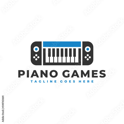 piano game illustration logo design