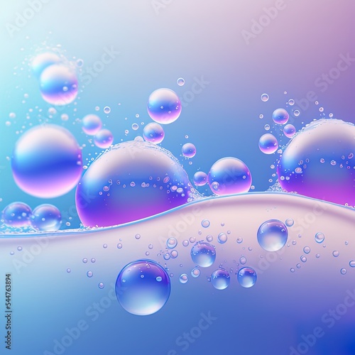 Wallpaper Mural Beauty fashion background with water bubbles for cosmetic product display. 3d rendering. Torontodigital.ca
