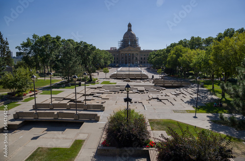 Alberta Legislature Building in Edmonton, Canada. The meeting place of the Executive Council and the Legislative Assembly. Summer sunny day. Without people 