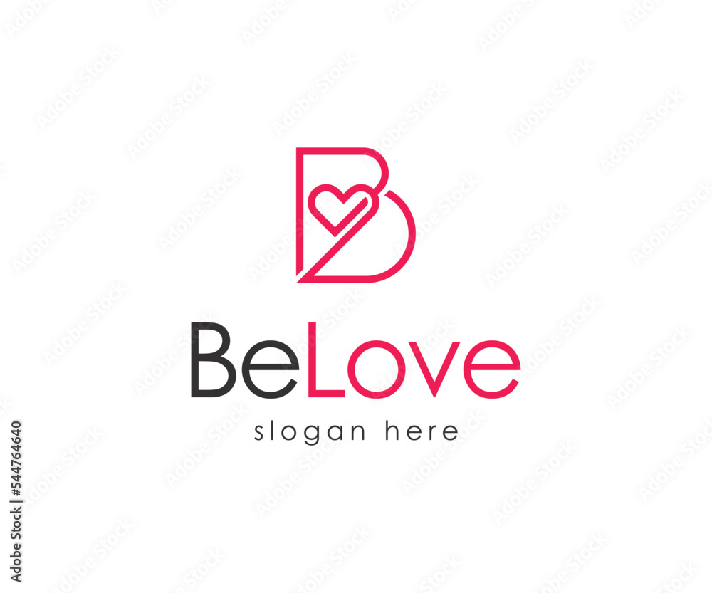 Letter B Love Logo Letter B Love Logo