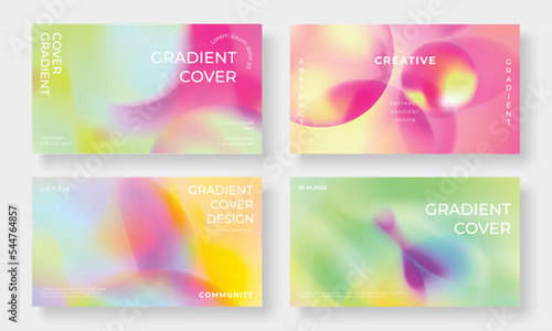 Set of template background design vector. Collection of creative abstract gradient bubble, curve, circle, round shape, fluid blurred background. Art design for business card, cover, banner, wallpaper.