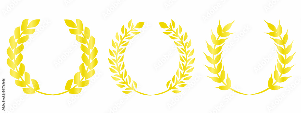 Gold color laurel wreath vector set