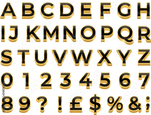 Gold modern alphabet fonts