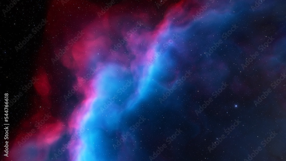 nebula gas cloud in deep outer space, science fiction illustration, colorful space background with stars 3d render
