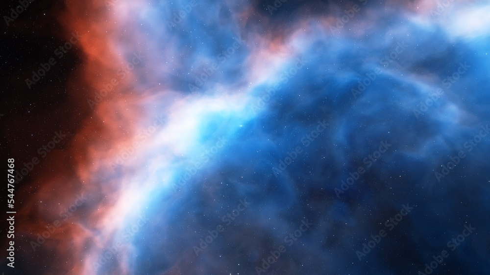 Obraz premium Deep space nebula with stars. Bright and vibrant Multicolor Starfield Infinite space outer space background with nebulas and stars. Star clusters, nebula outer space background 3d render 