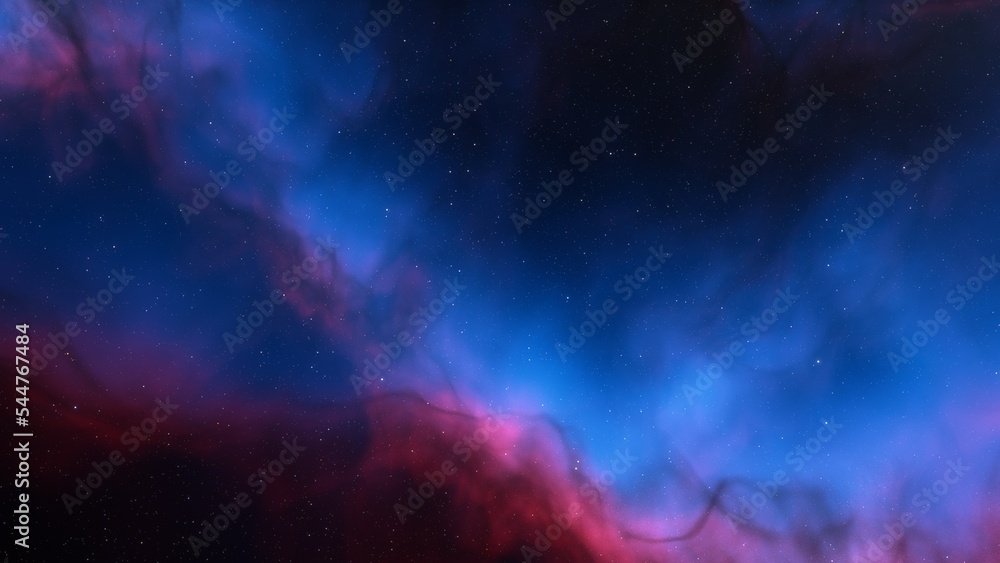 Deep space nebula with stars. Bright and vibrant Multicolor Starfield Infinite space outer space background with nebulas and stars. Star clusters, nebula outer space background 3d render
