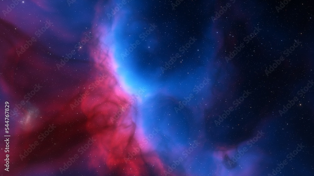 Naklejka premium nebula gas cloud in deep outer space, science fiction illustration, colorful space background with stars 3d render 