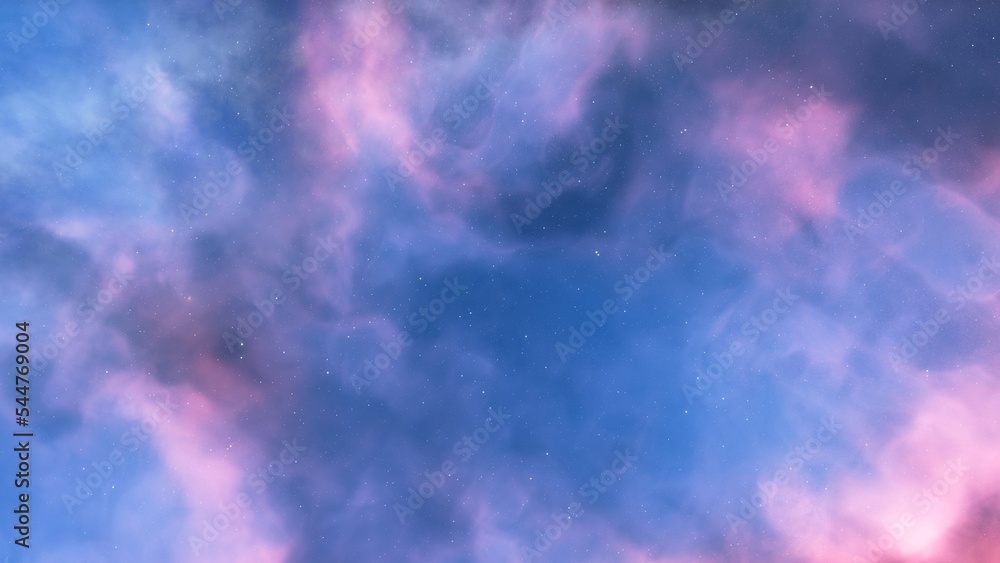 Fototapeta premium nebula gas cloud in deep outer space, science fiction illustration, colorful space background with stars 3d render 