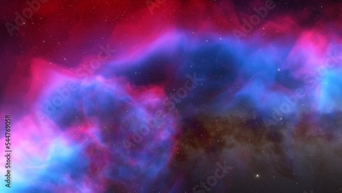 nebula gas cloud in deep outer space, science fiction illustration, colorful space background with stars 3d render  © ANDREI