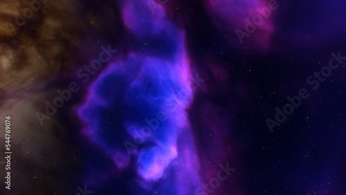 nebula gas cloud in deep outer space, science fiction illustration, colorful space background with stars 3d render 
