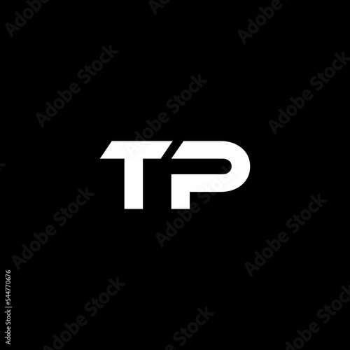 TP letter logo design with black background in illustrator, vector logo modern alphabet font overlap style. calligraphy designs for logo, Poster, Invitation, etc.