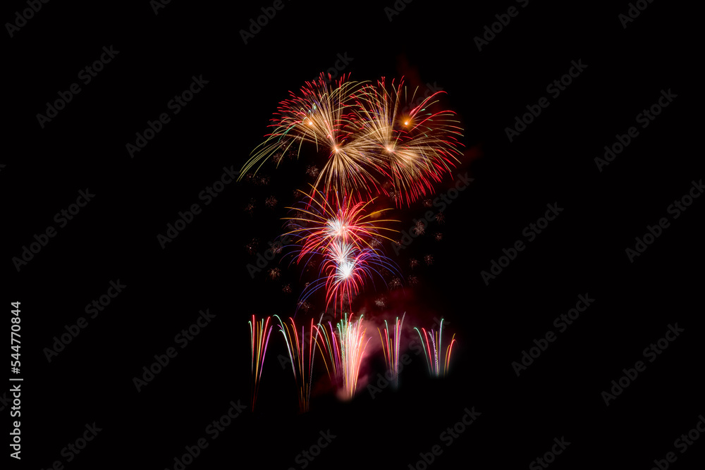 colorful fireworks display on black background