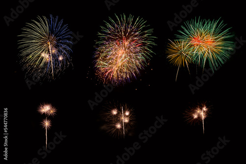 colorful fireworks display on black background