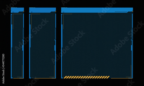 Hud frames futuristic text box border frame scifi digital screen hologram panel vector