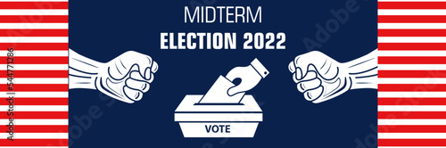 US Midterm Election 2022 Banner Background. American Election campaign between democrats and republicans. Electoral symbols of political parties..eps